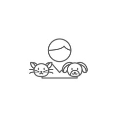 boy pets friendship outline icon. Elements of friendship line icon. Signs, symbols and vectors can be used for web, logo, mobile app, UI, UX