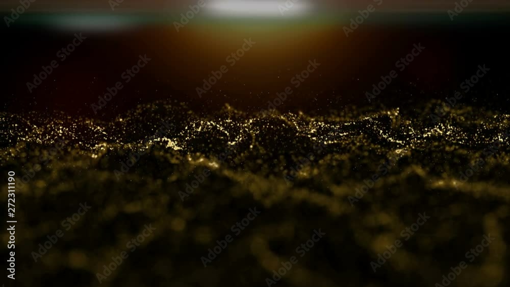 Aufkleber golden particle footage, glare light reflextion on particle, Computer generated seamless loop animation 4k footage
