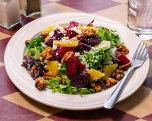 Roasted beet and walnut salad