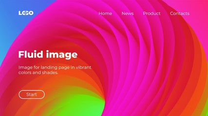 Landing page in blue, pink, red, green colors, colorful vector background.