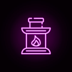 fireplace, furnace neon icon. Elements of water, boiler, thermos, gas, solar set. Simple icon for websites, web design, mobile app, info graphics