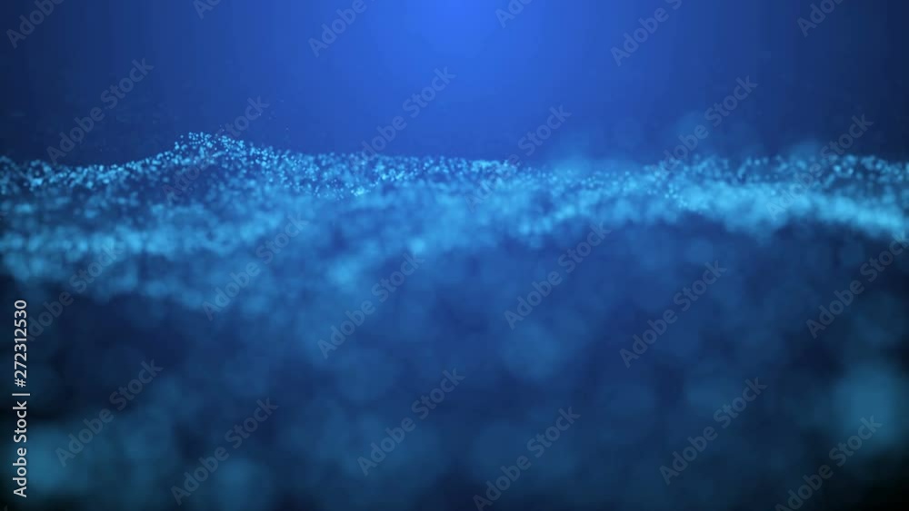 Aufkleber blue particle wave footage, Computer generated seamless loop animation 4k footage
