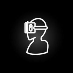 A man in virtual reality glasses neon icon. Elements of virtual reality set. Simple icon for websites, web design, mobile app, info graphics