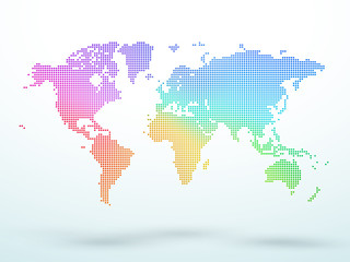 World Map Made Of Dots Colorful Gradient Vector Graphic