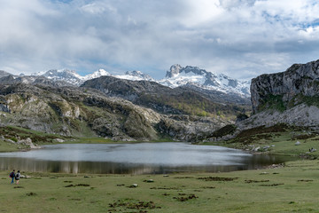 Naklejka na ściany i meble Covadonga Lakes in Picos de Europa National Park, Asturias, Spain