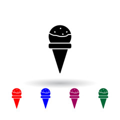 frozen ball in the horn multi color icon. Elements of ice cream set. Simple icon for websites, web design, mobile app, info graphics