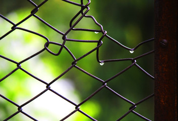 Fototapeta premium chain link fence with barbed wire