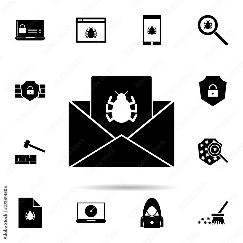 Poster mail virus icon. universal set of hacker for website design and development, app development
