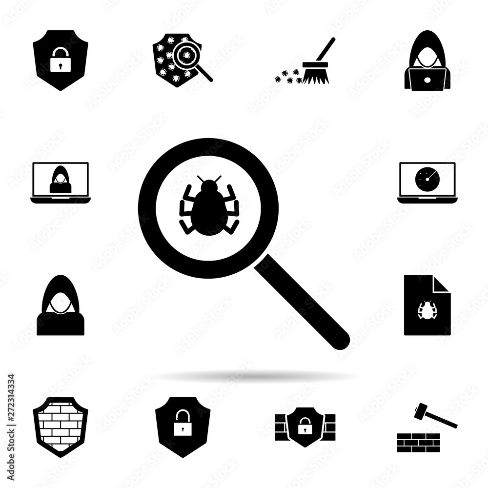 Poster virus scan icon. universal set of hacker for website design and development, app development
