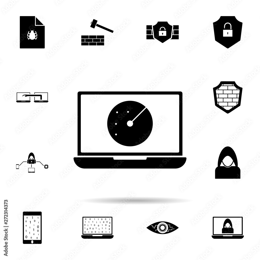 Poster virus scan on computer icon. universal set of hacker for website design and development, app develop