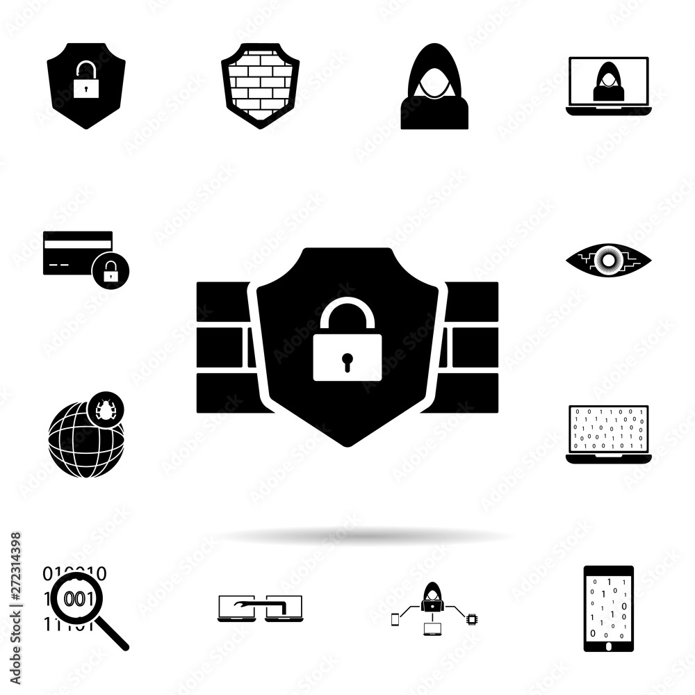 Poster firewall protection icon. universal set of hacker for website design and development, app developmen