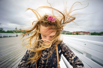 Girl and wind