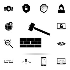 break firewall icon. Universal set of hacker for website design and development, app development