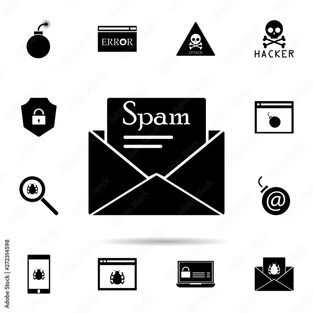 Poster spam mail icon. universal set of hacker for website design and development, app development