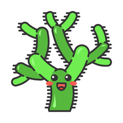 Teddy bear cholla cactus cute kawaii vector character