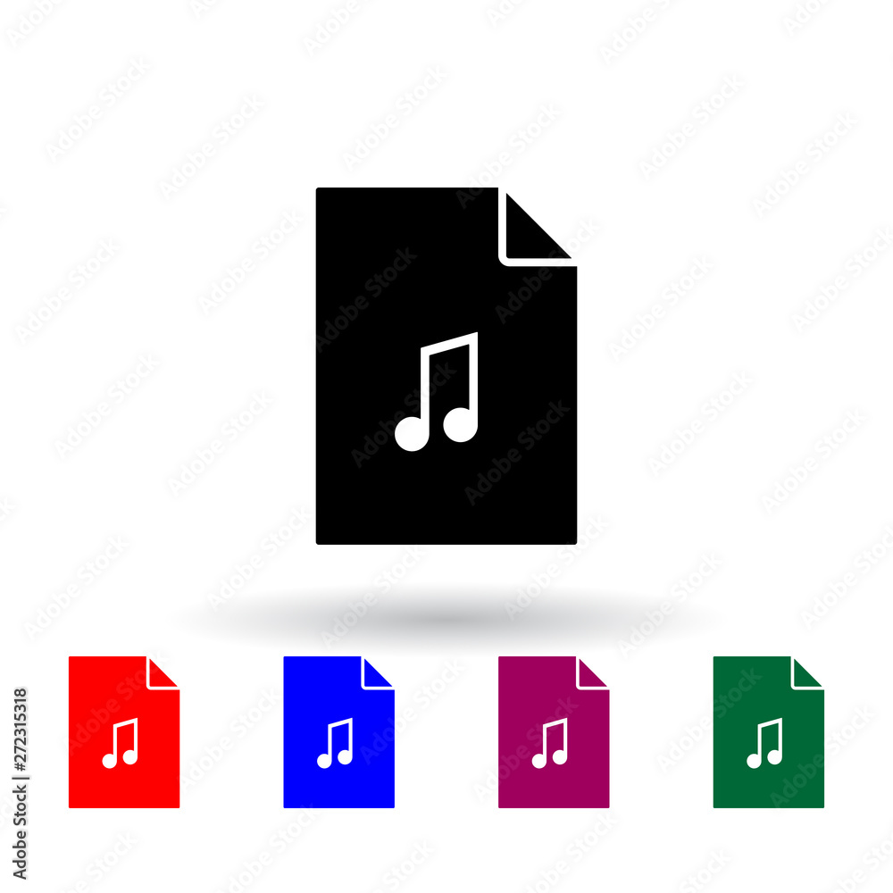 Poster musical note on document multi color icon. elements of file and documents set. simple icon for websi