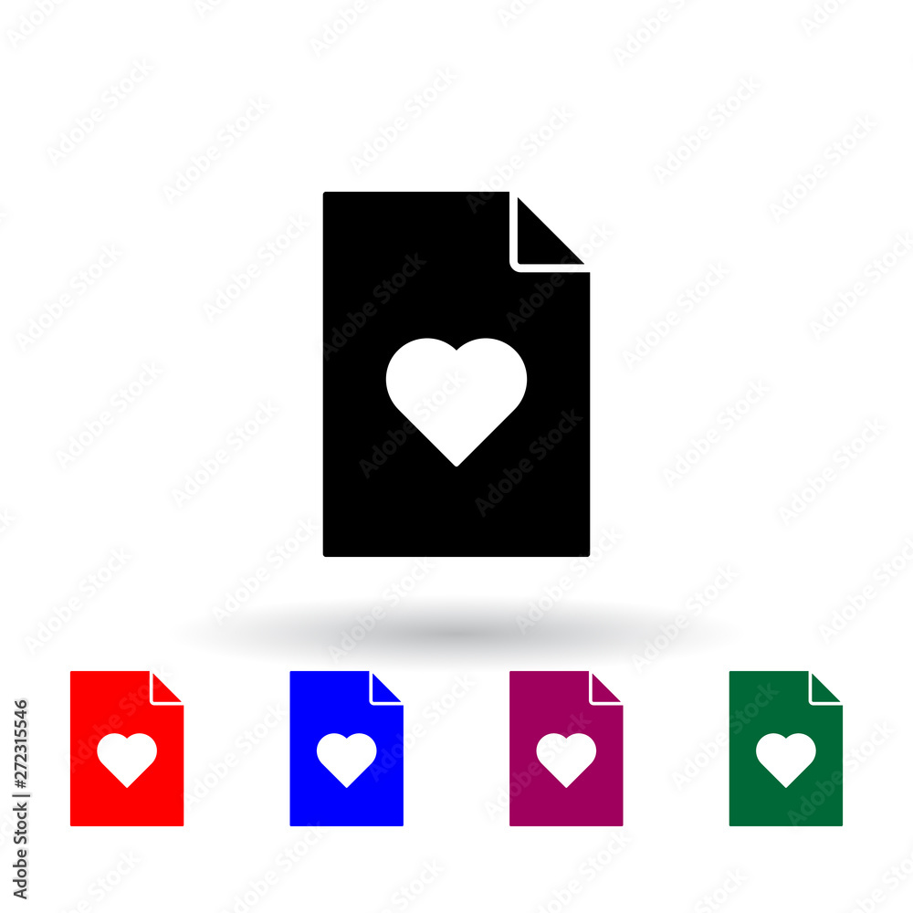 Poster a heart on document multi color icon. elements of file and documents set. simple icon for websites, 