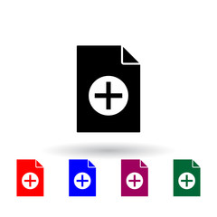 a plus on document multi color icon. Elements of file and documents set. Simple icon for websites, web design, mobile app, info graphics