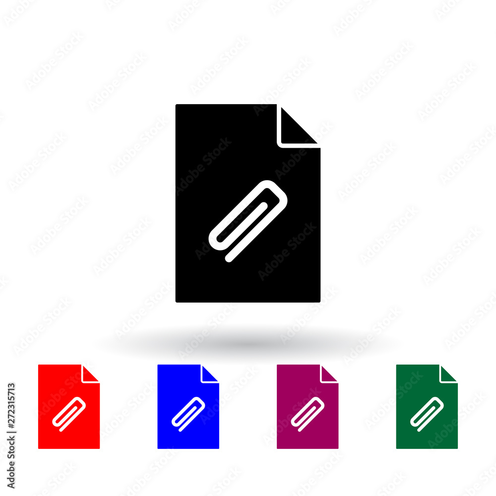 Poster paper clip on document multi color icon. elements of file and documents set. simple icon for website