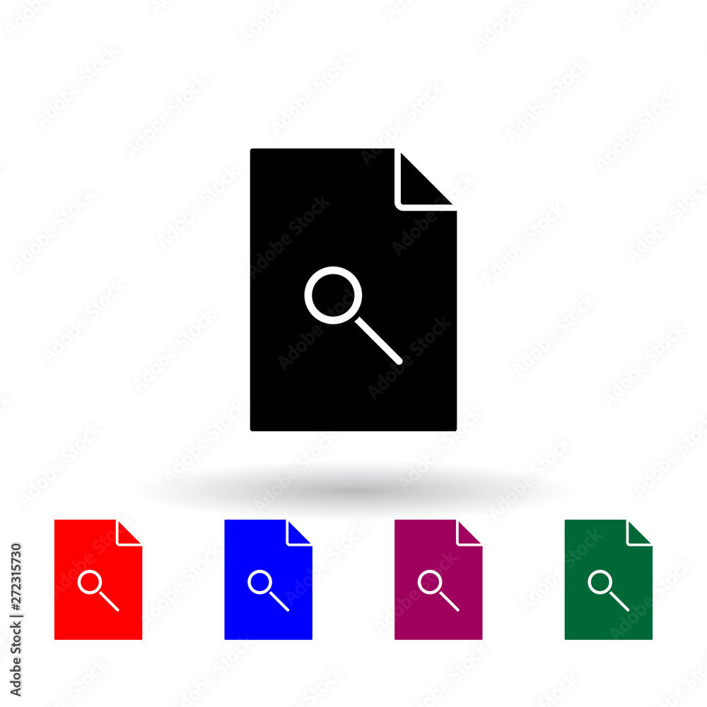Poster magnifier on document multi color icon. elements of file and documents set. simple icon for websites