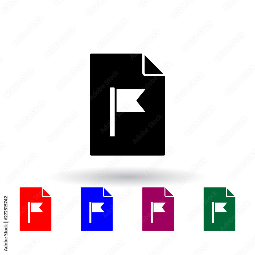 Aufkleber flag on document multi color icon. elements of file and documents set. simple icon for websites, web