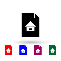 house on document multi color icon. Elements of file and documents set. Simple icon for websites, web design, mobile app, info graphics