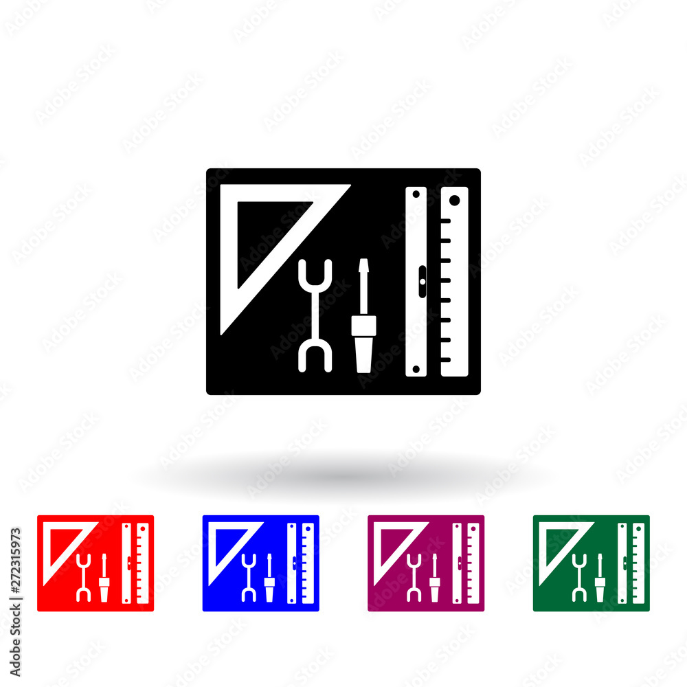 Poster engineer tools multi color icon. elements of engineering set. simple icon for websites, web design, 