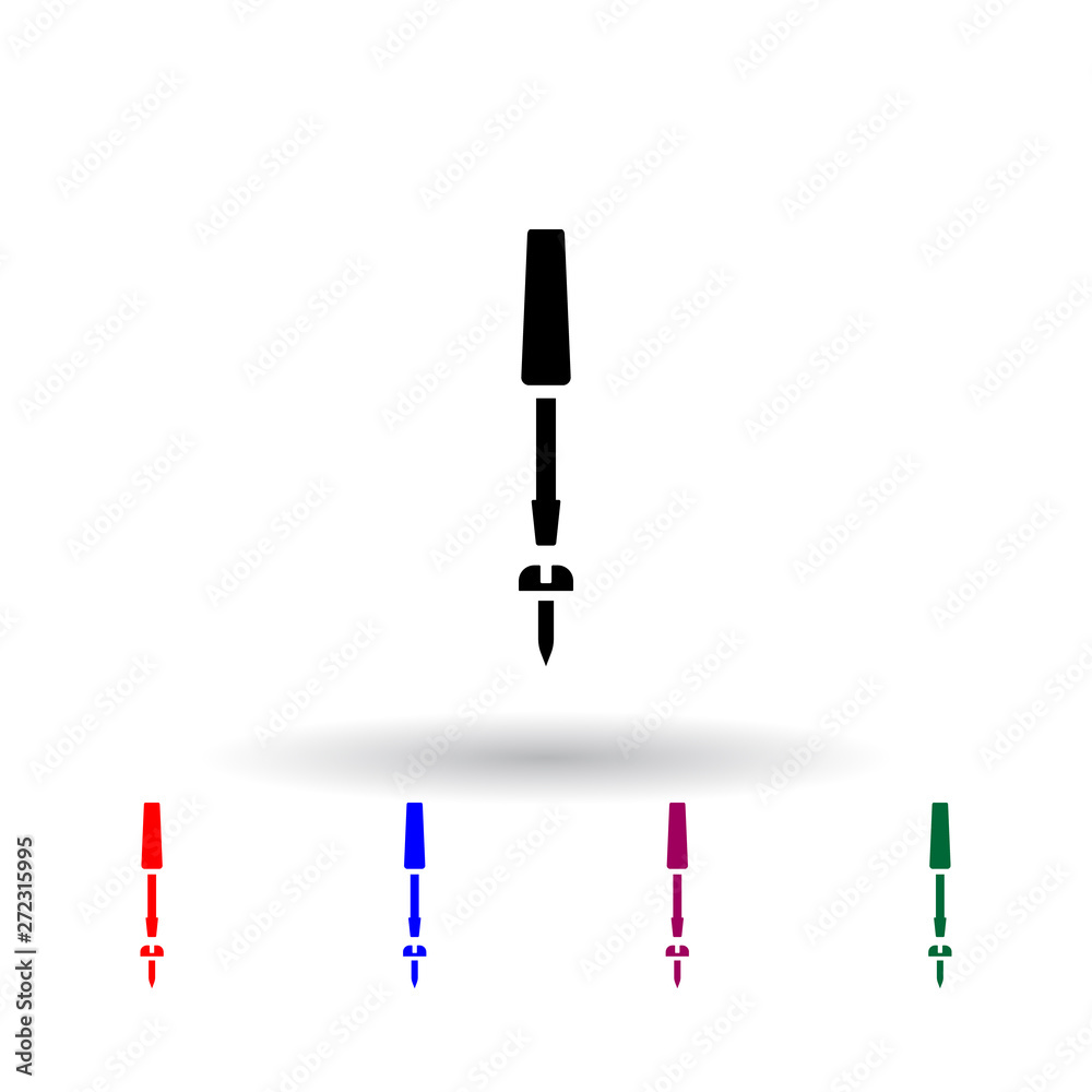 Poster screwdriver and screw multi color icon. elements of engineering set. simple icon for websites, web d