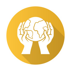 Saved planet flat design long shadow glyph icon