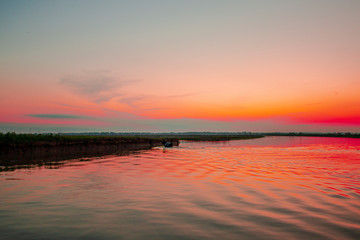 Fototapeta na wymiar Sunset in Danube Delta