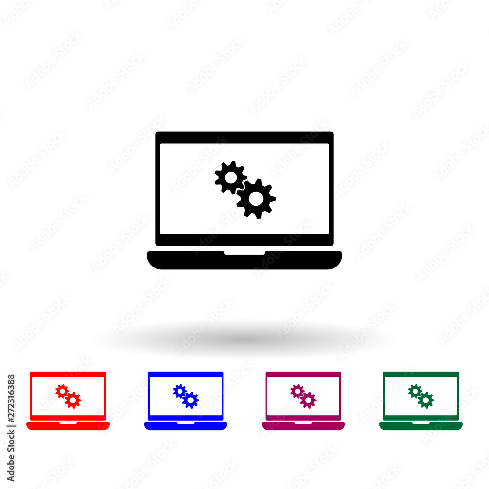 Poster mechanism in the computer multi color icon. elements of engineering set. simple icon for websites, w