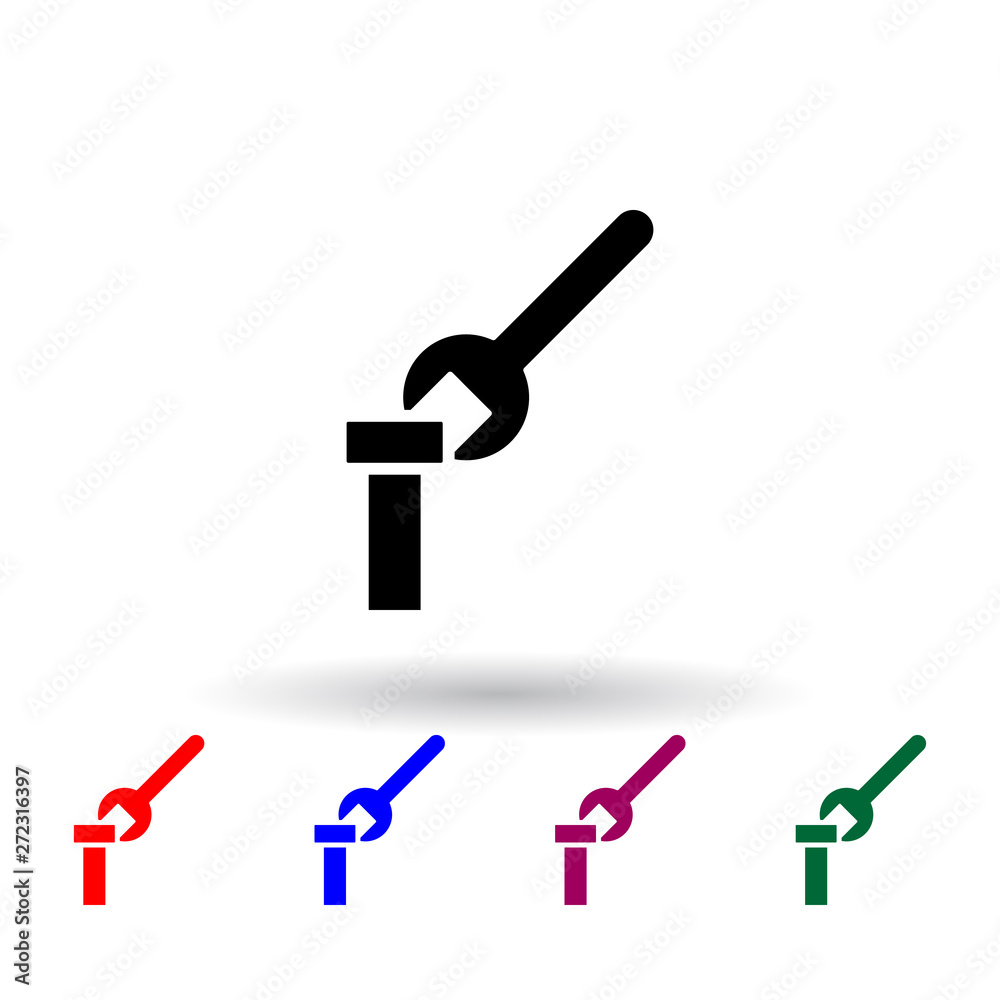 Poster spanner and bolt multi color icon. elements of engineering set. simple icon for websites, web design