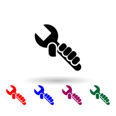 hand and spanner multi color icon. Elements of engineering set. Simple icon for websites, web design, mobile app, info graphics