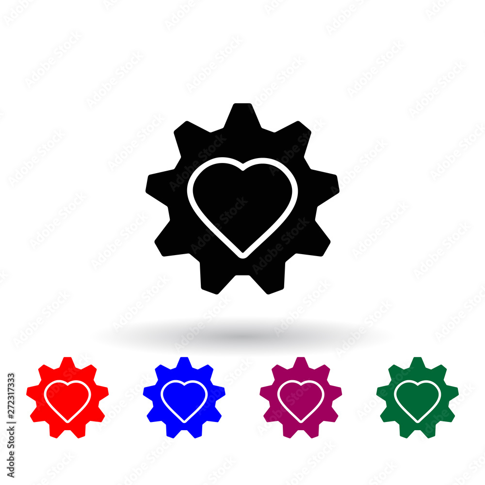 Poster heart in mechanism multi color icon. elements of concentration set. simple icon for websites, web de