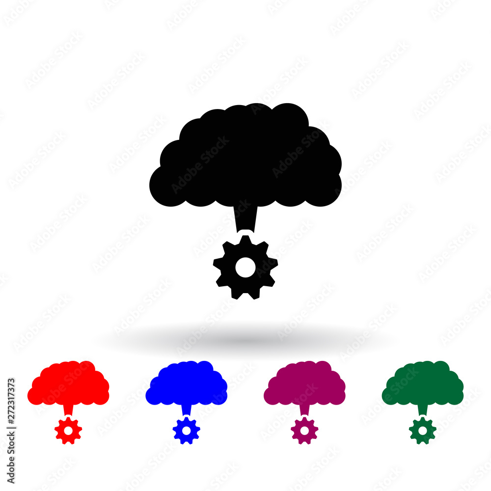 Poster brain mechanics multi color icon. elements of concentration set. simple icon for websites, web desig