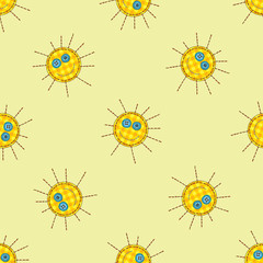 Patchwork Yellow Funny Sun Seamless Pattern