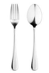 fork, spoon, cutlery isolated on white background, clipping path