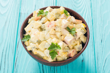 Traditional Mayonnaise Russian salad olivier