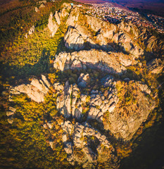 Dramatic aerial view of Bulgaria rokcs and Belogardchik