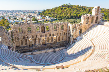 view of odeon from acropolis, athens