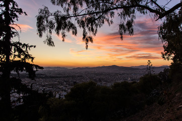 Fototapeta na wymiar sunset on athens from lycabettus mount