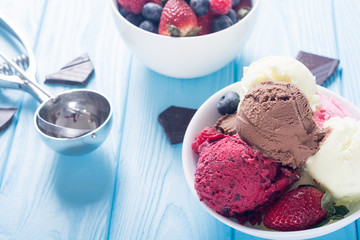 Mix of ice cream ball