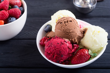 Mix of ice cream ball