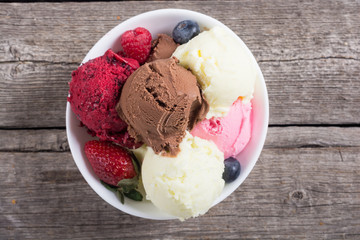 Mix of ice cream ball