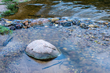 water texture with reflections and rocks on the bottom of stream