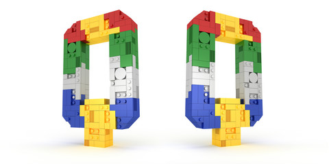 Obraz premium Colorful Alphabet block brick type Perspective font 3d Rendering on white background