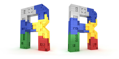 Fototapeta premium Colorful Alphabet block brick type Perspective font 3d Rendering on white background