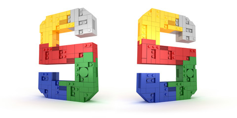 Colorful Alphabet block brick type Perspective font 3d Rendering on white background
