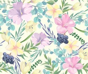 seamless pattern with delicate flowers