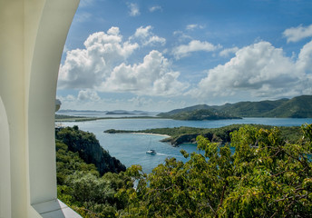 British Virgin Islands Caribbean Scenic View With Sail Boat